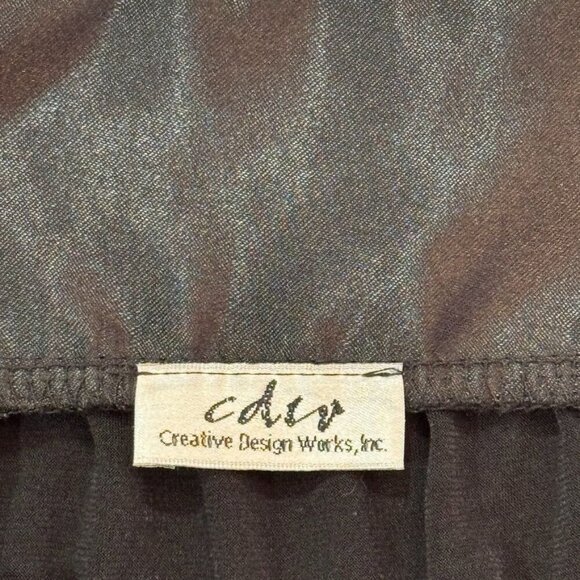 Creative Design‎ Works Black Blouse W/ Satin Trim & Buttons Women Small Dressy - Picture 7 of 11